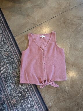Madewell Texture & Thread Sleeveless Tie Front Casual Top